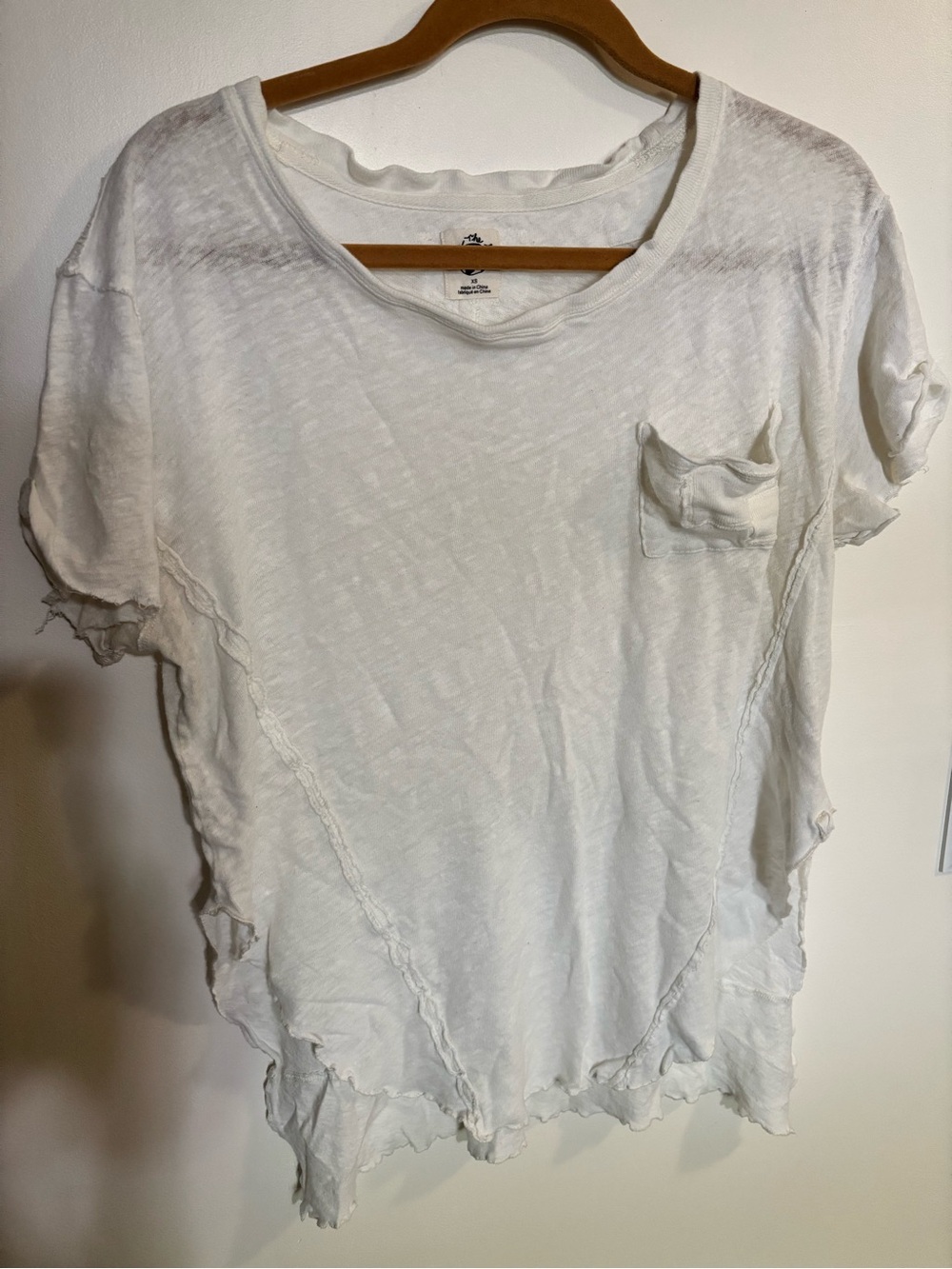 We the Free White Lightweight Pocket Tee